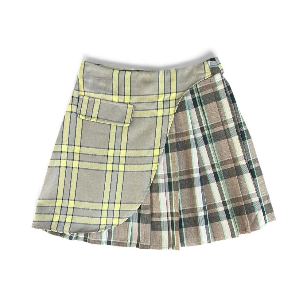 Collusion ASOS Plaid Pleated Mini Wrap Skirt